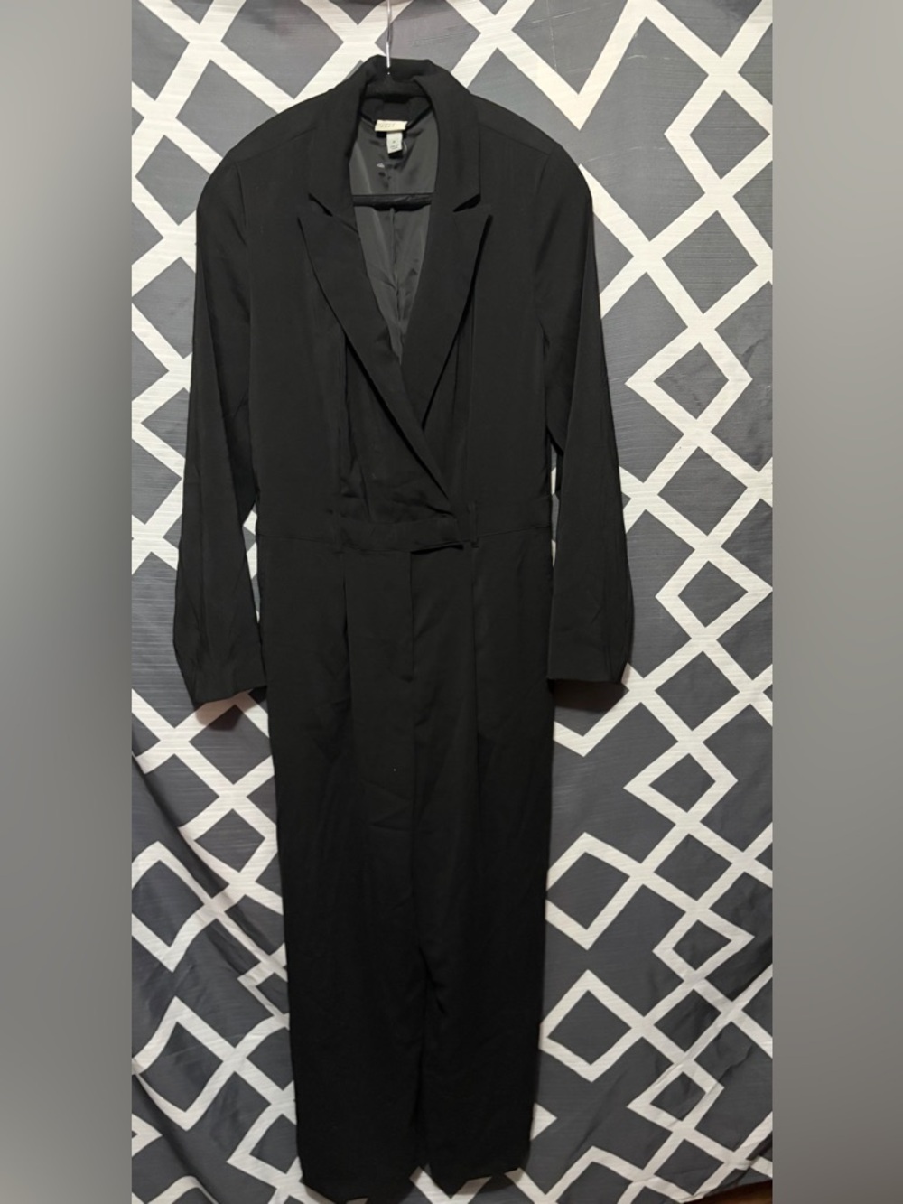 A New Day Womens Long Sleeve Wrap Jumpsuit Size M Black AA NWOT